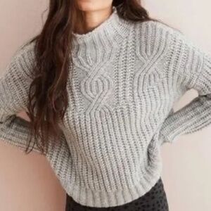 Aerie Wool Blend Chunky Cable Pullover Sweater l Size M